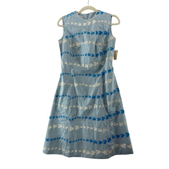 Vintage Dresses & Skirts - 1970s The Vested Gentress Vintage Fish Print Dress Size 8 NWT